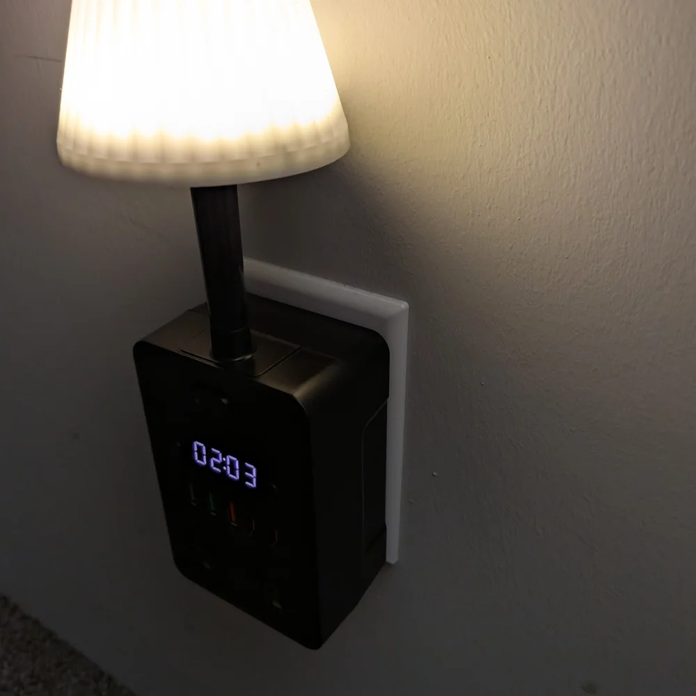 Black Power Strip with Digital Clock